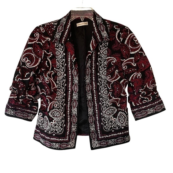 Coldwater Creek Jackets & Blazers - Coldwater Creek Paisley Ruched Sleeve Jacket Sz 10P